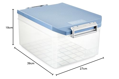 TATAY 14L Lidded Storage Box with Handles | Stackable, BPA Free Polypropylene | Blue 5