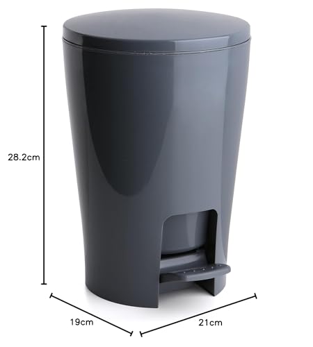TATAY Diabolo Bathroom Bin with Pedal - 5L Capacity | Grey | Inner Bucket with Handle 4