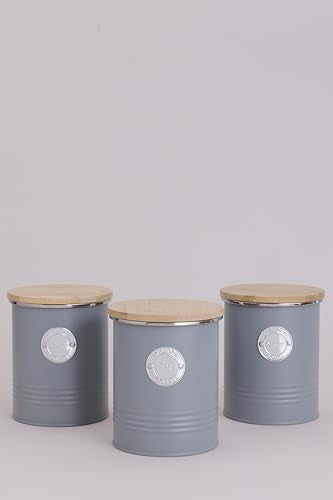 Typhoon Living Tea Storage Canister - 1 Litre Capacity | Carbon Steel & Bamboo Lid 2