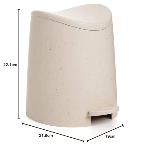 TATAY Bathroom Bin - 3L Capacity | Pedal Operated | Ecohome Beige Plastic 5