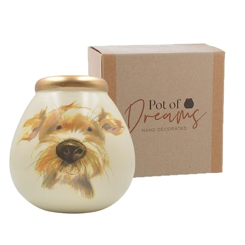 Pot Of Dreams Save And Smash Ceramic Money Box Savings Bank - Dog Design | Holds £1000 in £2 Coins | 14cm 3