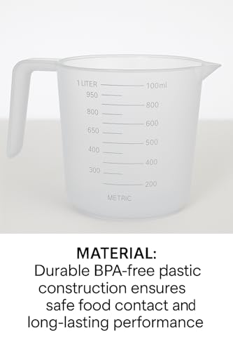 1ABOVE 1 Litre Measuring Cup with Handle - Clear Plastic, BPA Free, Stackable 3