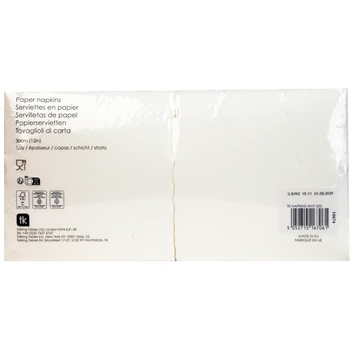 Talking Tables Everyday White 1-Ply Napkins - 300 Pack | 33 cm x 33 cm 3