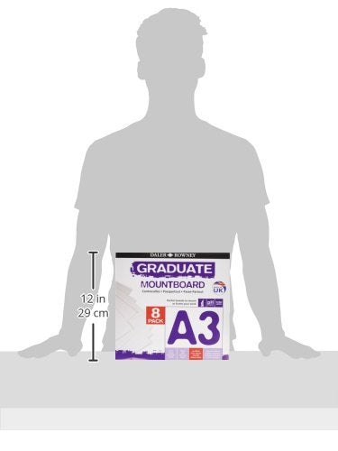 Daler Rowney Graduate Cream Core A3 Mountboard Pack - 8 Ice White Smooth Surface Boards, 1.25mm Thick 5