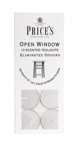 Price's Open Window Tealights - Odour Eliminating, Lily/Violet/Orange Flower Extracts | Pack of 10 | Long Burning 3