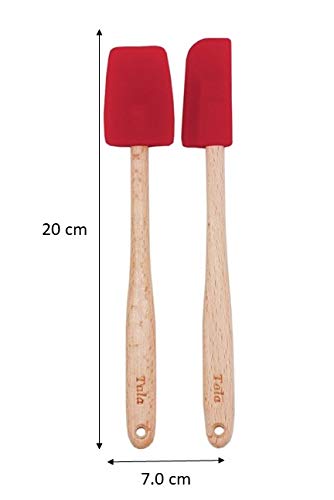 Tala Set of 2 Mini Silicone Spatulas with Wooden Handles for Baking and Cooking | Heat Resistant 3