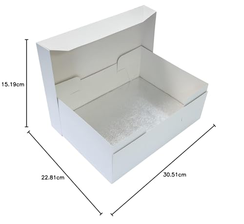 Culpitt Oblong Cake Box and Silver Cake Board Combo - 12'' x 9'' | 6'' High Box | Sturdy Drum 6