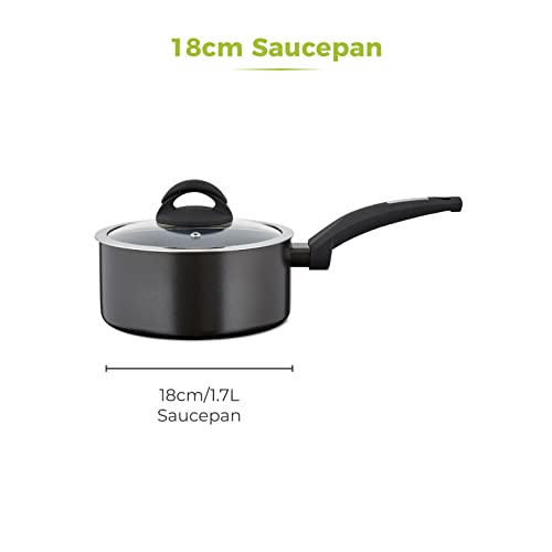 Tower T80357 Cerasure 18cm Saucepan with Non-Stick Coating | Suitable for All Hobs | Graphite 10