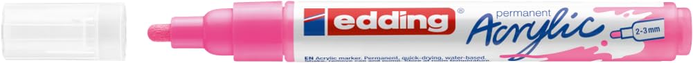 edding 5100 Acrylic Marker Medium - Neon Pink | Waterproof, Permanent, Medium Round Tip 2