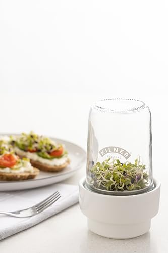 Kilner 0.5L Sprouting Set - Glass Jar, Stainless Steel Lid, Ceramic Base | BPA-Free 3