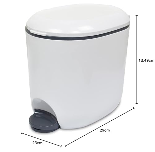 Addis Premium Deluxe Bathroom Office Pedal Bin with Inner - 3.5 Litre Capacity | Light Grey & Charcoal Grey 6