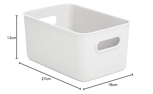 TATAY Baobab Plastic Storage Basket - 5L Capacity | Recycled BPA-Free | Stackable | White 8