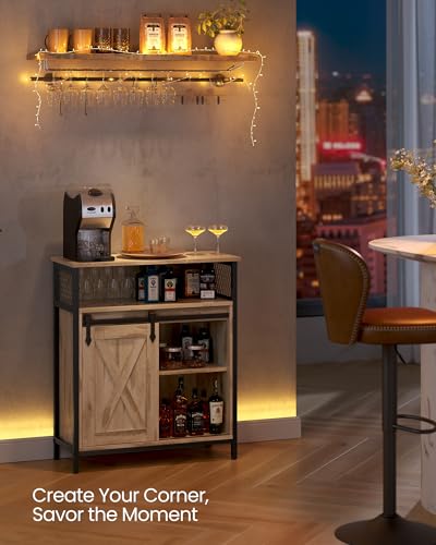 VASAGLE Sideboard Storage Cabinet - 30x70x80 cm | Rustic Style | Adjustable Shelf | Toasted Oak & Black 10