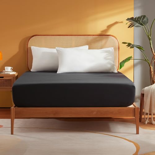 Sonive Super King Fitted Sheet - Easy Care Microfibre | 30cm Deep Pocket | Black 2