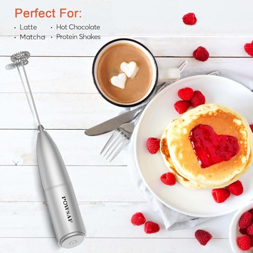 POWSAF Handheld Milk Frother - Creamy Froth in 10 Seconds | Battery Operated | Grey 4