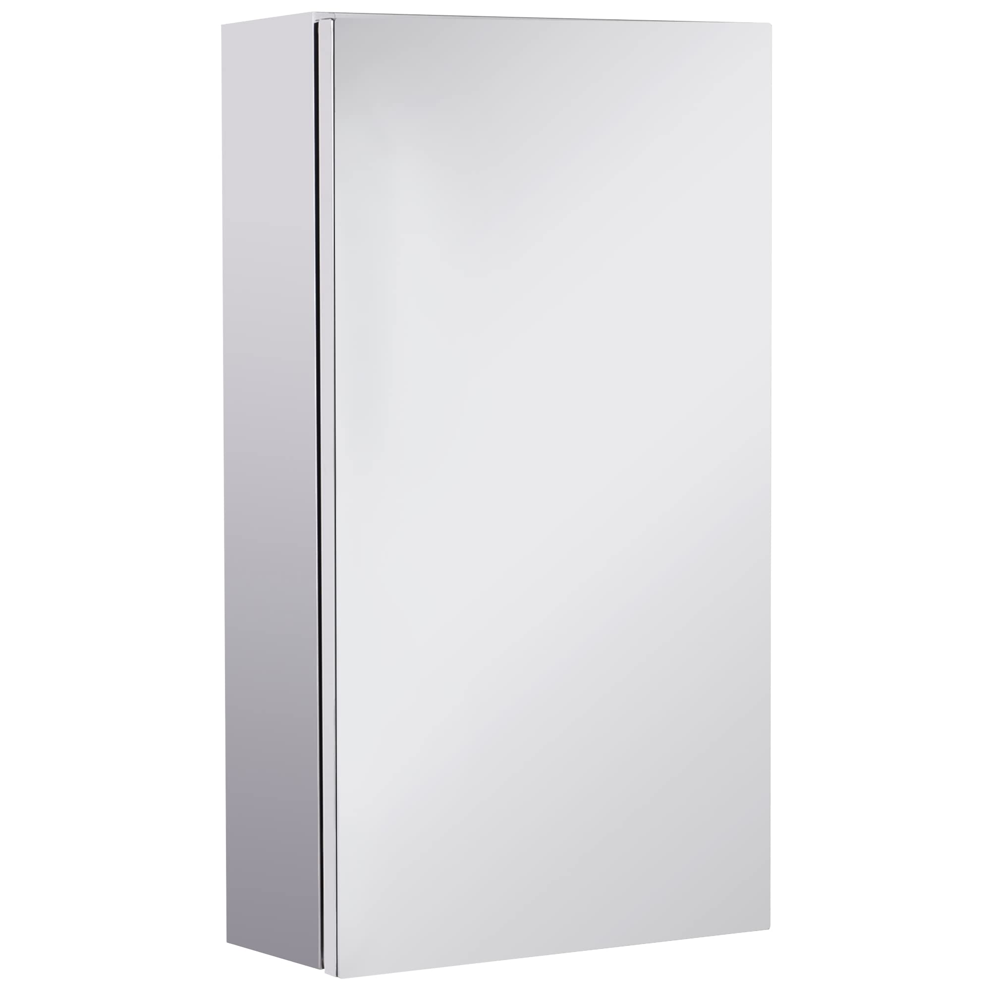 HOMCOM Stainless Steel Wall-mounted Bathroom Mirror Storage Cabinet | 55cm H x 30cm W | Silver