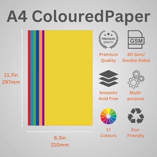 Hawksbill 500 Sheet A4 Origami Paper Pack | 18 Vibrant Colours | 80GSM Acid-Free Craft Paper 2