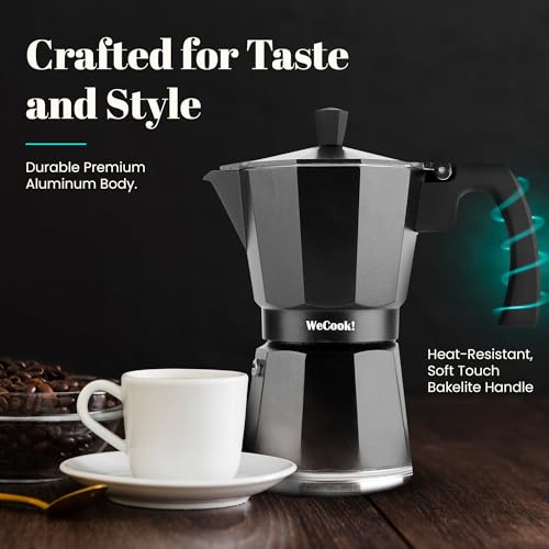 WECOOK! Luccia Italian Stovetop Coffee Maker - 1-3 Cup Capacity | Aluminium | Induction Compatible 3