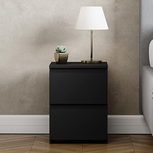 Vida Designs Denver 2 Drawer Bedside Chest - Modern Style | Black Finish | H: 40 x W: 29.5 cm 3