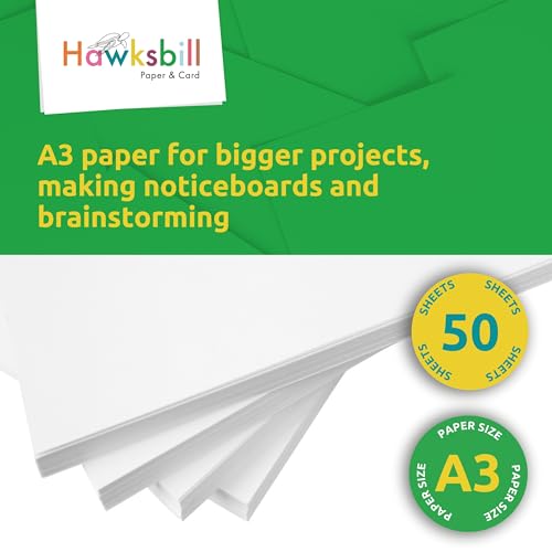 Hawksbill 225GSM A3 White Card Stock - 50 Pack Premium Smooth Thick Cardstock for Crafts & Printing 4
