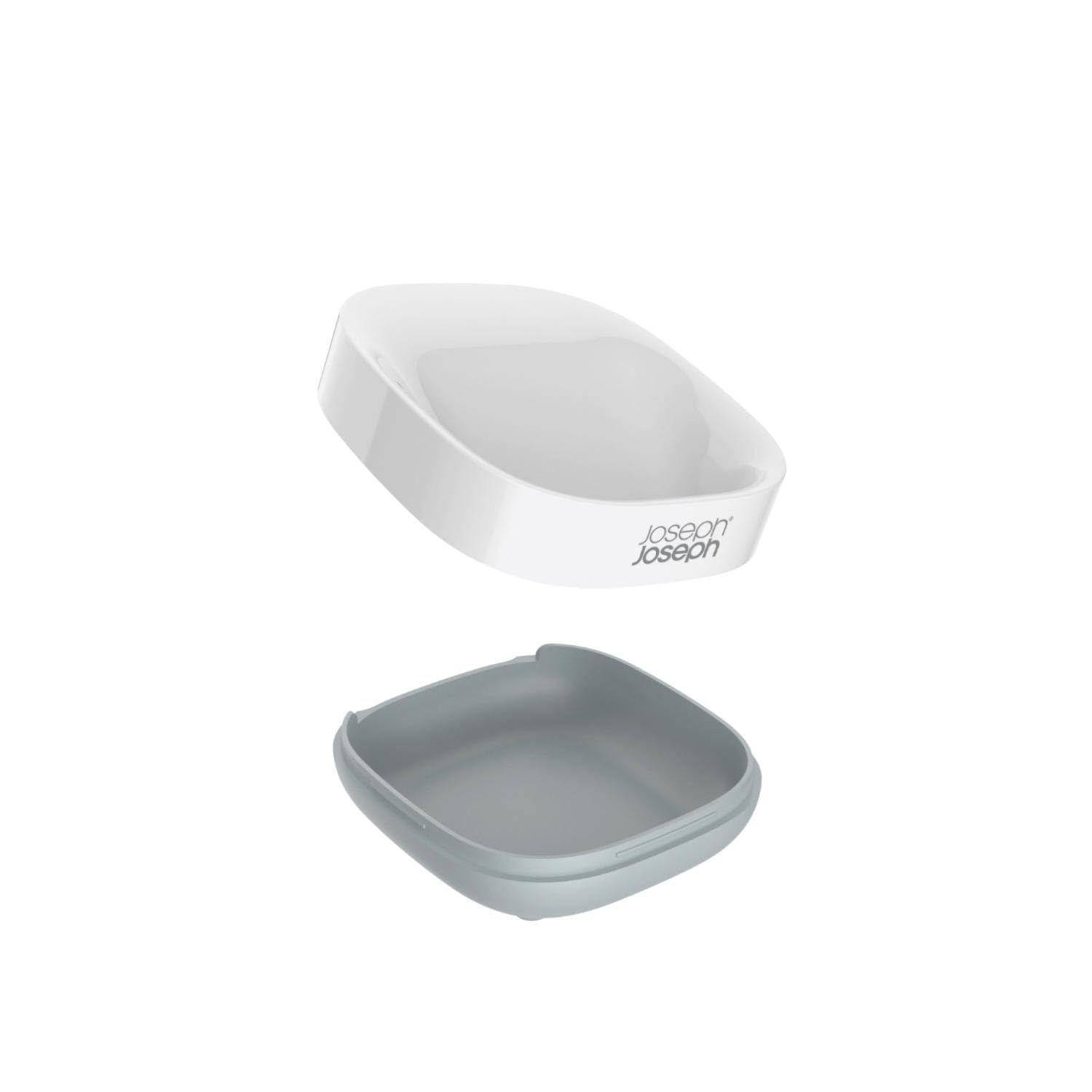 Joseph Joseph Slim Compact Soap Dish Holder - Space Saving Draining Design | White/Grey | Pack of 2 4