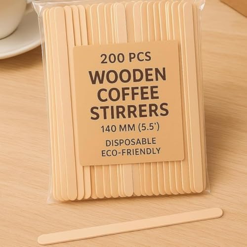 1ABOVE Wooden Coffee Stirrers - 200 Pack | 140mm (5.5") Eco-Friendly Birch Wood