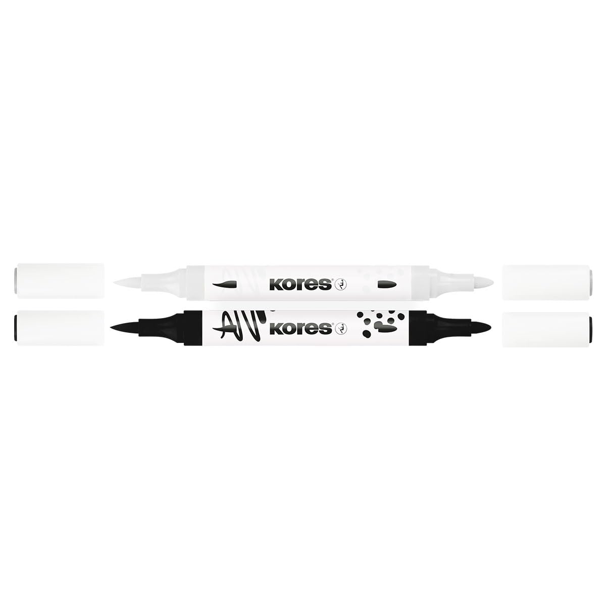 Kores Kreative Marker Acrylic Duo Tip Set - Black & White | Dual-Tip | Multi-Surface 3