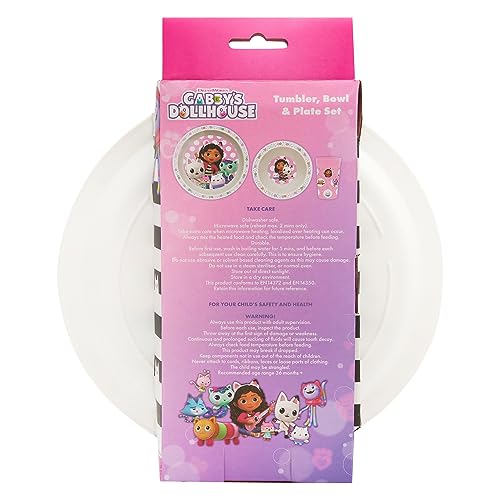 DREAMWORKS GABBY'S DOLLHOUSE 3 Piece Children's Tableware Set | PP Plastic | Pink 3