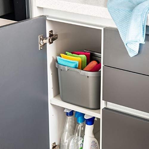 Addis Everyday Kitchen Food Waste Compost Caddy Bin - 4.5 Litre Capacity | White/Metallic Silver | Made in UK 4