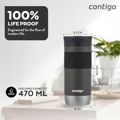 Contigo Byron Snapseal Travel Mug - 100% Leakproof | Stainless Steel Thermal Mug | 470 ml Sake 4