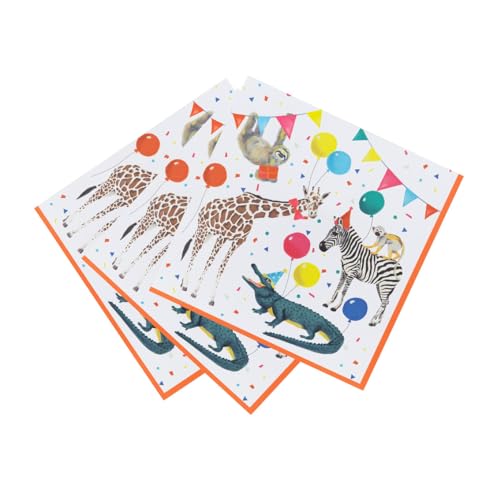 Talking Tables Safari Animal Themed Paper Napkins - 20 Pack | 33cm Luncheon Size | Recycled Paper 3
