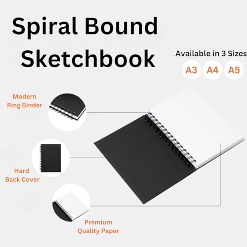 Hawksbill A5 Black Sketchbook - 40 Sheets/80 Pages | Hardcover | 150GSM Acid-Free Paper 3