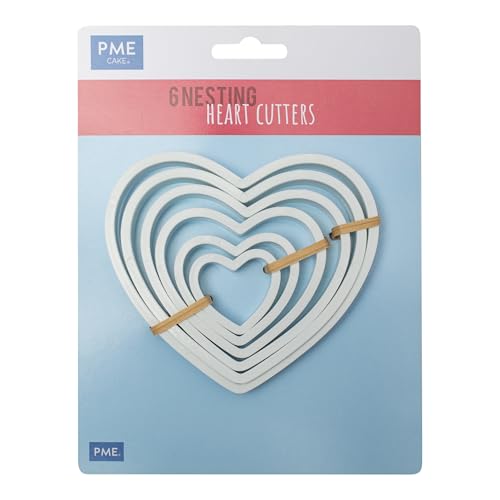 PME Set of 6 Classic Cookie Cutters - Heart Shape | Plastic | White 3