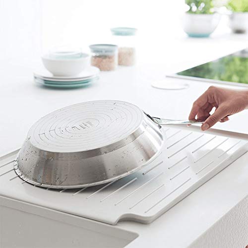Brabantia Dish Drainer - Large Capacity for 13 Plates | Light Grey Plastic | 49 x 38.5 x 14 cm 5