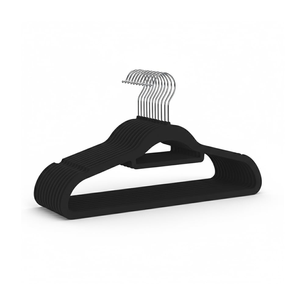 ANSIO Velvet Hangers - 10 Pack Non-Slip Ultra Thin Clothes Hangers with Tie Bar | Supports 5kg