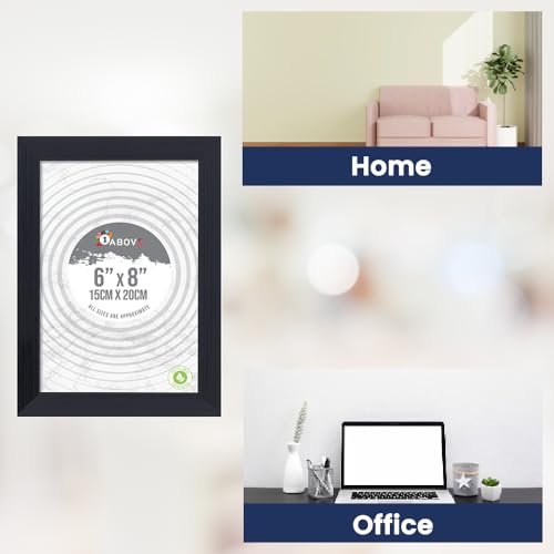 1ABOVE 6x8 Inch Black Ribbed Picture Frame | Freestanding & Wall Mount | Portrait/Landscape 4