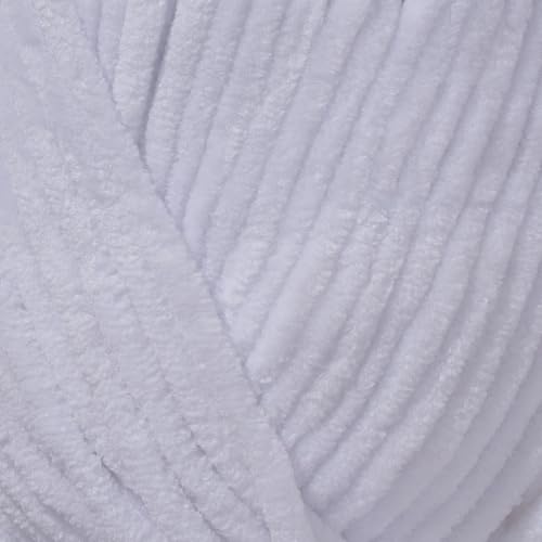 Utopia Crafts Velvet Lux Chenille Chunky Yarn - Super Soft Polyester for Knitting & Crochet | 100g White 2