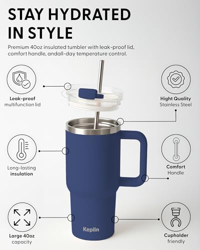 KEPLIN 40 oz / 1200 ml Insulated Travel Tumbler – Double Wall Stainless Steel | Navy 3