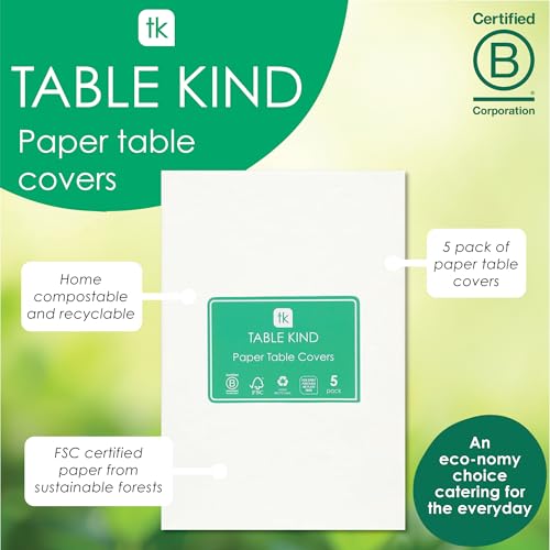 Talking Tables White Disposable Paper Table Covers - 5 Pack, 180cm x 120cm | Recyclable | FSC Certified 2