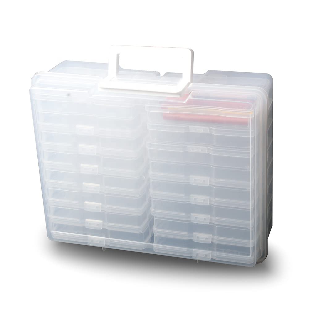 Zuvo Plastic Photo Storage Box - 16 Cases, Removable Dividers, Clear Polypropylene