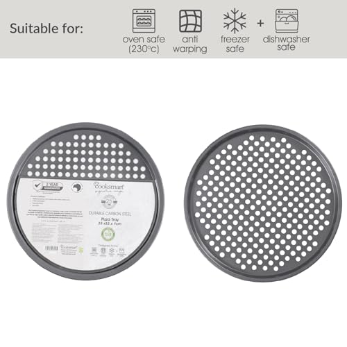 Cooksmart Signature Pizza Tray - 33cm Carbon Steel | PFOA-Free Non-Stick 3