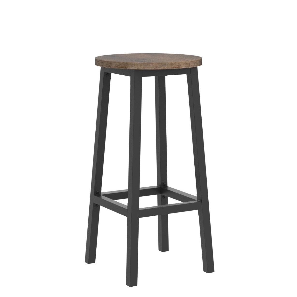 VASAGLE Set of 2 Bar Stools - Industrial Style, Rustic Brown & Black, Steel Frame, 65 cm Height | LBC32X 5