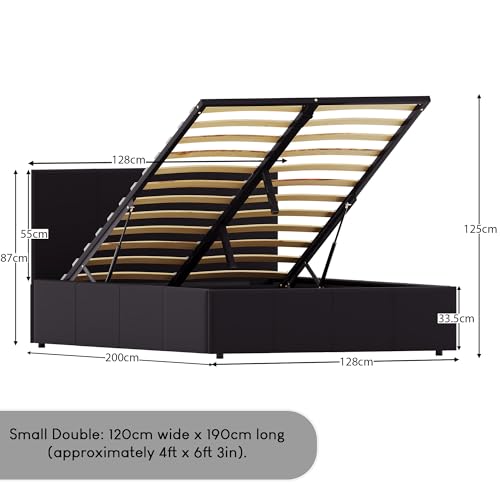 Vida Designs Lisbon Small Double 4ft Ottoman Bed Frame Upholstered Faux Leather Black 2