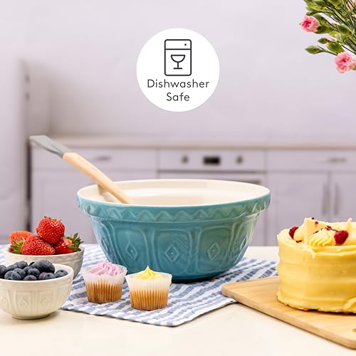 Mason Cash Colour Turquoise 2 Litre Mixing Bowl - Chip Resistant Earthenware | 24cm 3