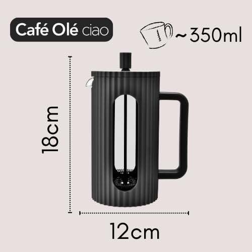 Café Olé Ciao 3 Cup French Press | Stainless Steel Filter | Black 6