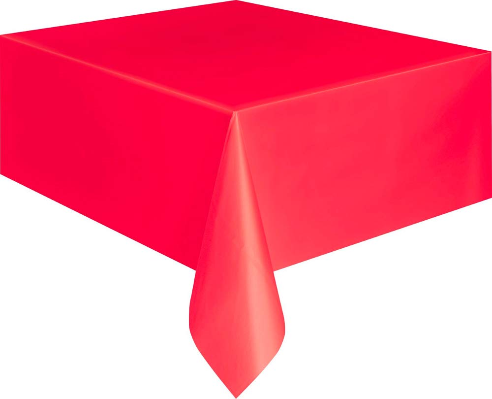 Unique Solid Ruby Red Rectangular Plastic Table Cover - 137cm x 274cm | Disposable 4