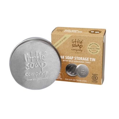 Little Soap Company Mini Soap Storage Tin - Rust-Resistant Aluminium for 50g Bars | Silver