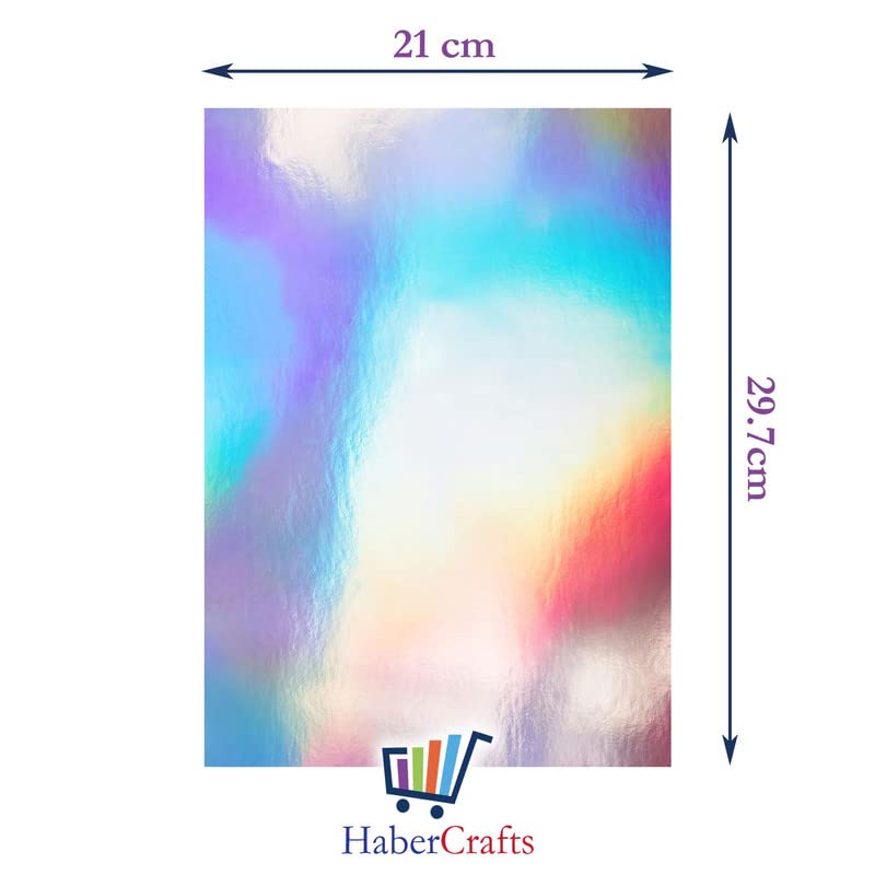 Habercrafts Holographic Card A4 Silver Rainbow 210gsm Metallic Paper | Pack of 10 Sheets 3