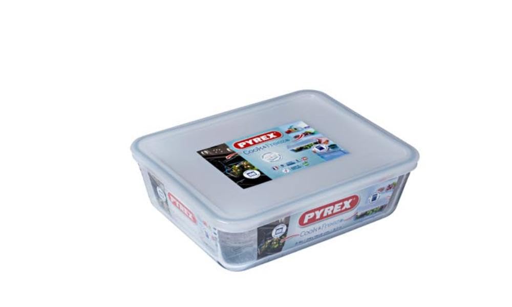 Pyrex Cook And Freeze Rectangular Dish With Lid 2.6L | Oven Safe, Microwave Safe, Dishwasher Safe 1