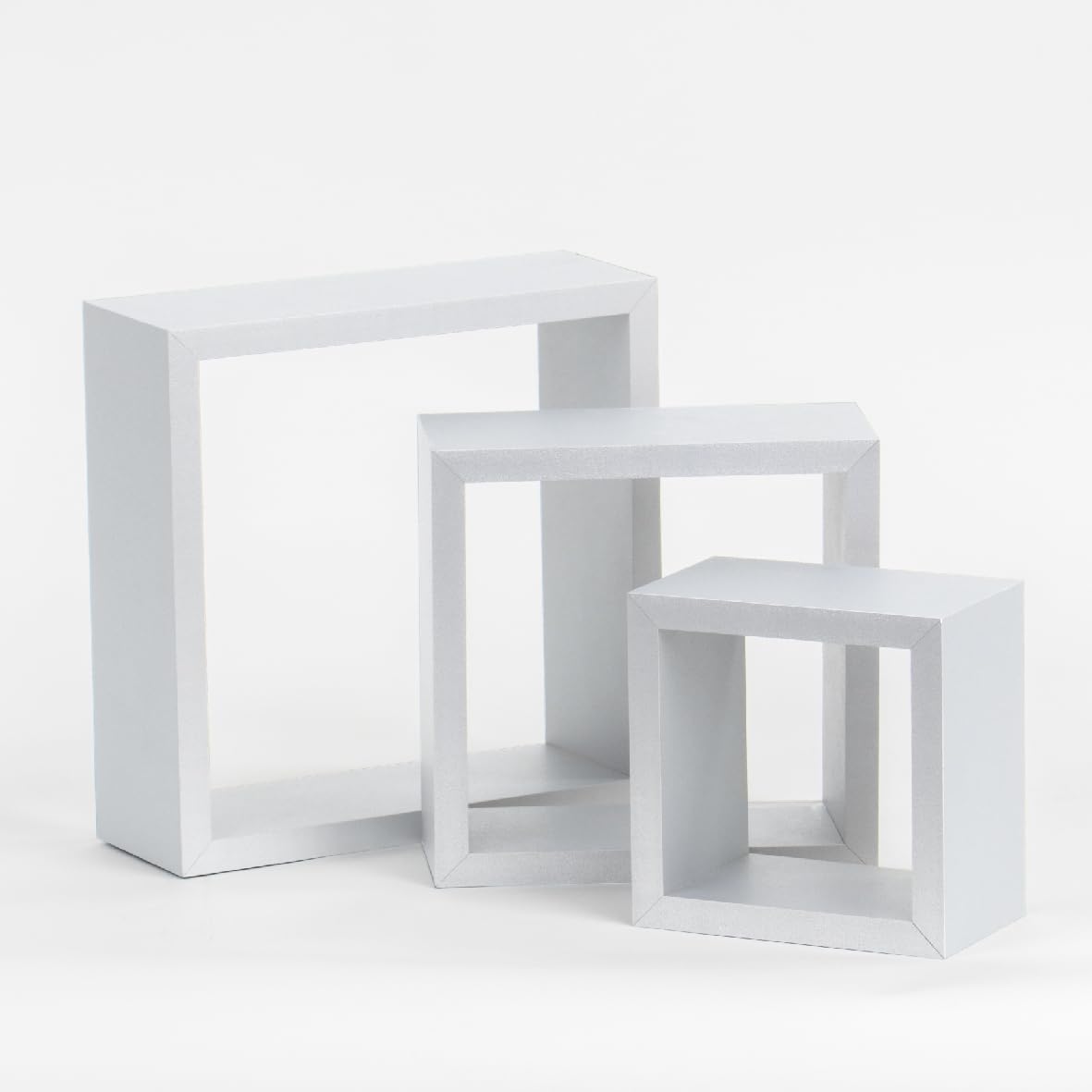 Anika Cube Shaped Floating Shelves - Set of 3 | White Engineered Wood | Max 3kg Load 1